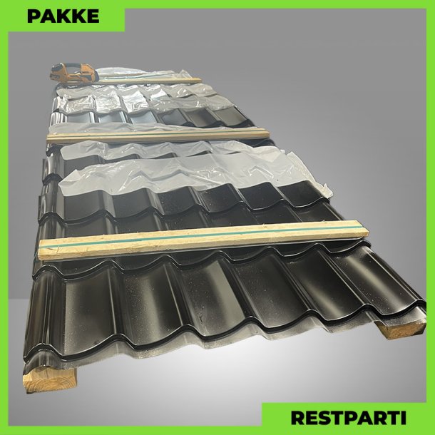 Teglstensprofil Traditionel - Restparti - 47 stk. af 950-5350 mm - 0,5 mm - Sort - 196,1 m�