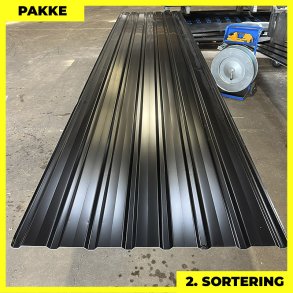 Trapezplade MVP 20/100 - 2. sortering - 18 stk. af 3000-5400 mm - Sort - 87 m²