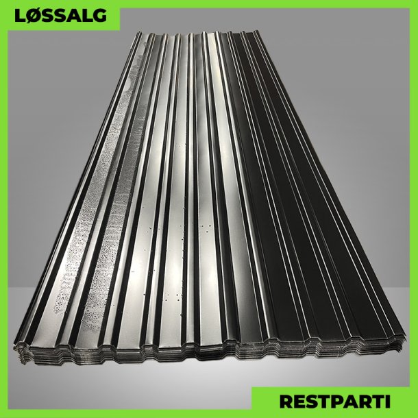 Trapezplade MTP 21 m/ dug - Restparti - 3250 mm - 0,5 mm - Sort