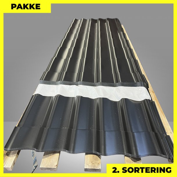 Teglstensprofil Elegant - 2. sortering - 28 stk. af 3010-3800 mm - Mat Sort - 89 m�