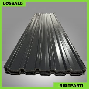 Trapezplade MTP 35 m/ dug - Restparti - 5000 mm - 0,5 mm - Sort