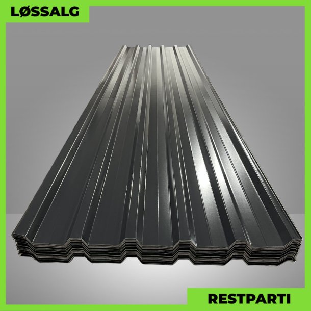 Trapezplade MTP 35 m/ dug - Restparti - 5000 mm - 0,5 mm - Sort