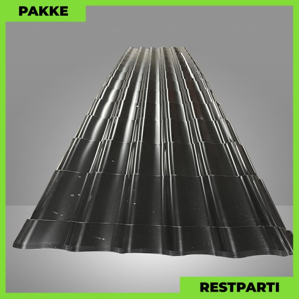 Teglstensprofil Elegant - Restparti - 15 stk. af 5200-5400 mm - 0,5 mm - Sort - 79,4 m&sup2;