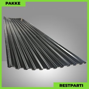 Trapezplade MTP 20 m/ dug - Restparti - 4 stk. af 6000 mm - 0,5 mm - Sort - 24 m�