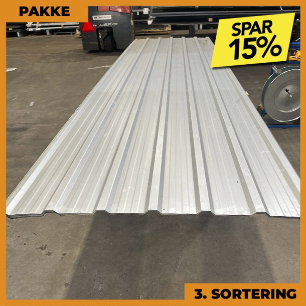 Trapez MTP 15 - 3. sortering - 12 stk. af 4500 mm - Silver - 59,4 m