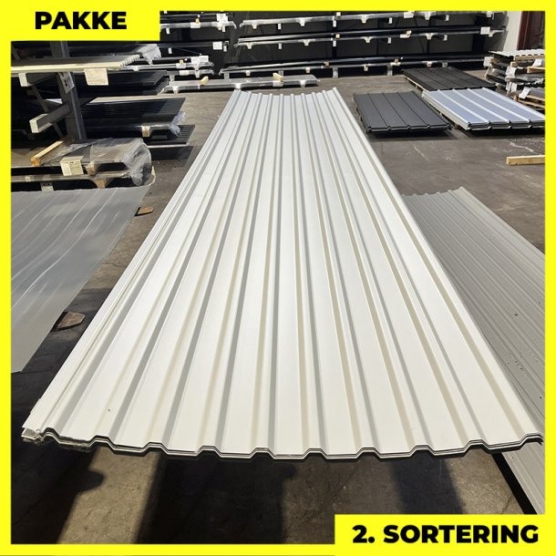 Trapezplade MTP 21 m/ dug - 2. sortering - 10 stk. af 5500 mm - Zinkgr - 56,9 m