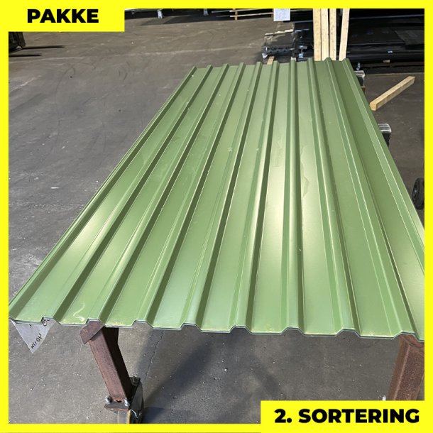 Trapezplade MTP 21 - 2. sortering - 11 stk. af 2500 mm - Olivengrn - 28,4 m