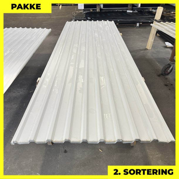 Trapezplade MTP 21 - 2. sortering - 10 stk. af 3500 mm - Hvid - 36,2 m