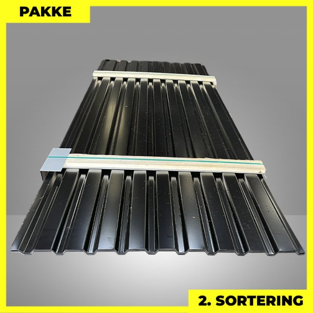 Trapezplade MVP 21 - V�g - 2. sortering - 14 stk. af 3000 mm - Sort - 43,4 m�