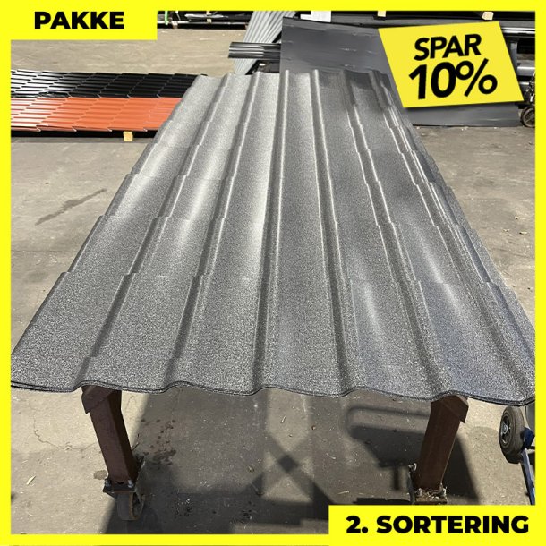 Teglstensprofil Traditionel - 2. sortering - 5 stk. af 2920 mm - Sort - 15,7 m