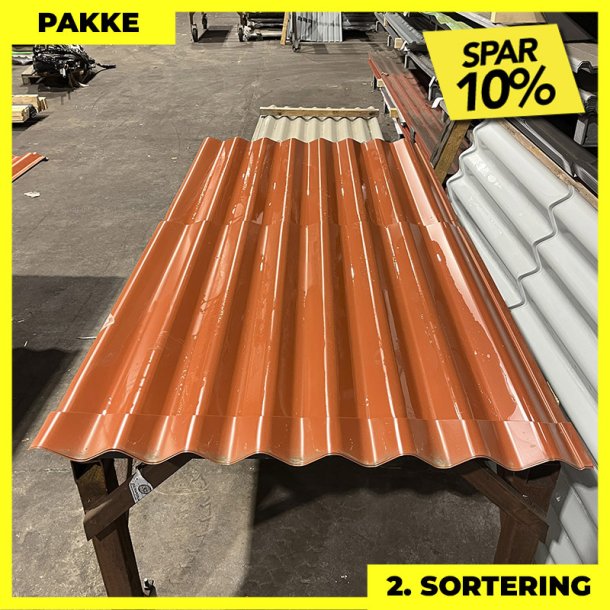 Sinus 35 m/ markering - 2. sortering - 9 stk. af 2300 mm - Teglrd - 20,7 m