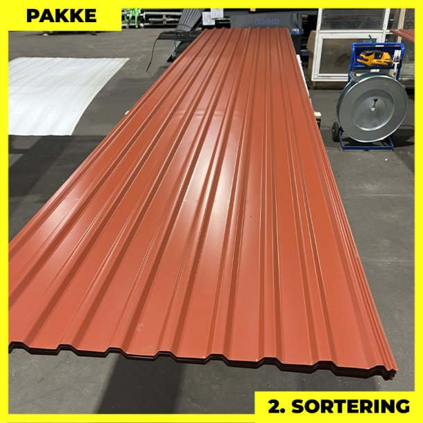 Trapez MTP 21 - 2. sortering - 17 stk. af 5500 mm - Teglrd - 96,7 m