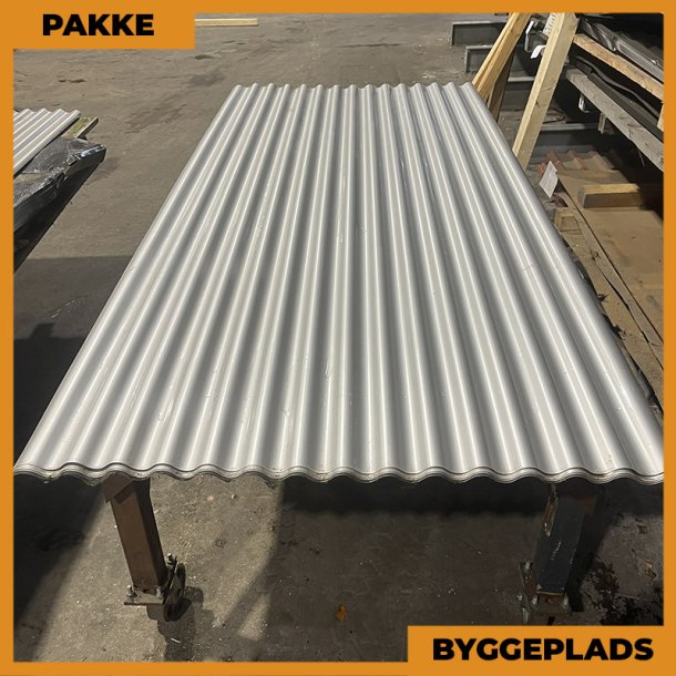 Sinus 18 - Byggepladsplader - 6 stk. af 2500 mm - Silver - 15,9 m - Aluminium