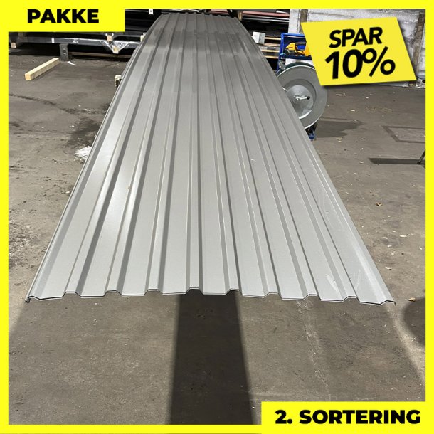 Trapez MTP 21 - 2. sortering - 2 stk. af 6500 mm - Mrk Silver - 13,4 m