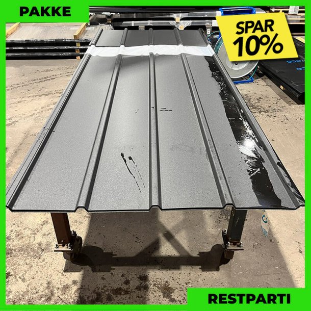 Pandeplade MTP 20/220 - Restparti - 21 stk. af 620-2800 mm - Sort - 37,6 m