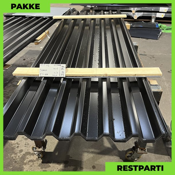 Trapezplade MTP 46 - Restparti - 15 stk. af 3000 mm - Sort - 40,5 m