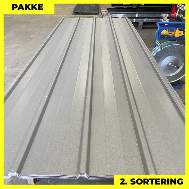 Pandeplade MTP 20/220 m/ dug - 2. sortering - 11 stk. af 2700-3000 mm - Grafitgr - 35,3 m