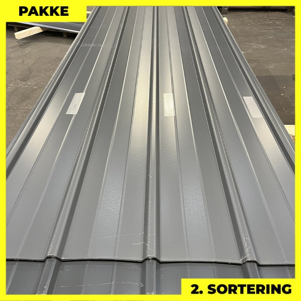 Pandeplade MTP 20/220 m/ dug - 2. sortering - 6 stk. af 3000-3240 mm - Antracit-/Grafitgr - 20 m