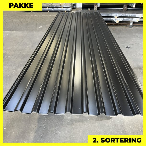 Trapez MTP 21 m/ dug - 2. sortering - 6 stk. af 3250-3750 mm - Sort - 21,2 m