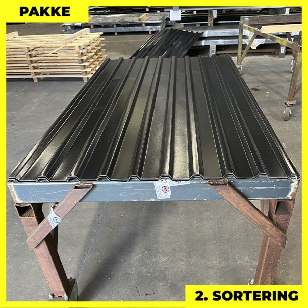 Trapez MTP 21 - 2. sortering - 4 stk. af 2000 mm - Sort - 8,2 m