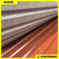 Trapezplade MTP 21 m/ dug - 2. sortering - 7 stk. af 2500 mm - Teglrd - 18,1 m&sup2;