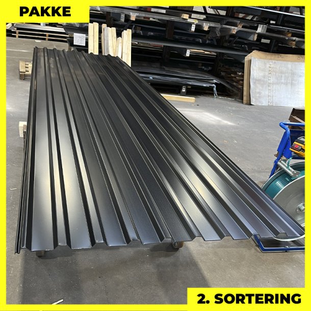 Trapez MTP 21 - 2. sortering - 4 stk. af 4000 mm - Sort - 16,5 m