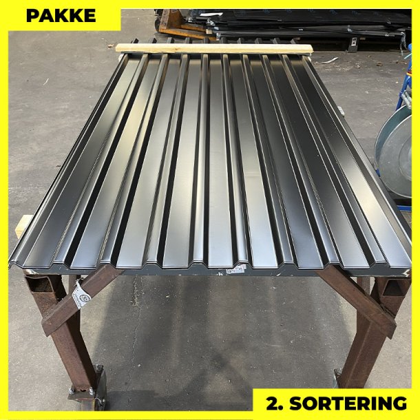 Trapezplade MTP 21 - 2. sortering - 6 stk. af 2250 mm - Sort - 13,9 m