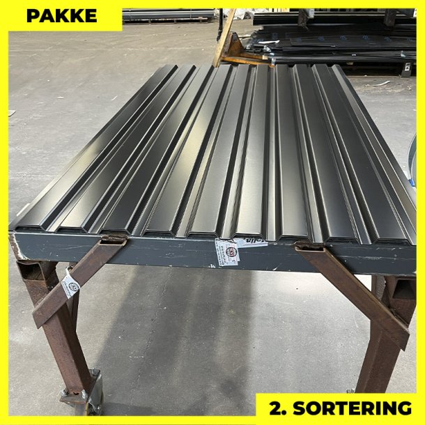 Trapezplade MVP 21 - 2. sortering - 6 stk. af 2000 mm - Sort - 12,4 m
