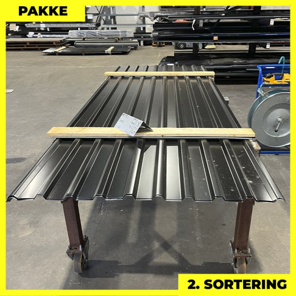 Trapez MTP 21 - 2. sortering - 4 stk. af 3000 mm - Sort - 12,4 m