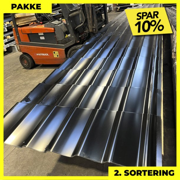 Teglstensprofil Traditionel - 2. sortering - 5 stk. af 6700 mm - Sort - 36,1 m