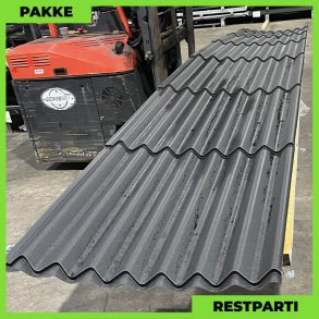 Sinus 35 m/ markering & dug - Restparti - 33 stk. af 6980 mm - 0,5 mm - Mat Sort - 230,3 m²