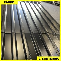 Trapezplade MTP 21 - 2. sortering - 6 stk. af 4750-5250 mm - Sort - 32 m