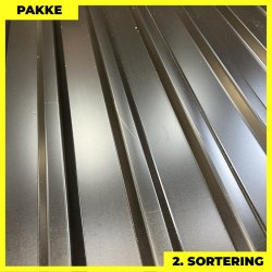 Trapezplade MTP 21 - 2. sortering - 6 stk. af 4750-5250 mm - Sort - 32 m