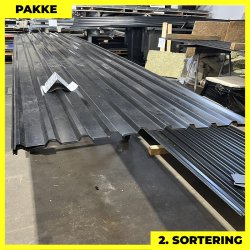 Trapezplade MTP 21 - 2. sortering - 6 stk. af 4750-5250 mm - Sort - 32 m