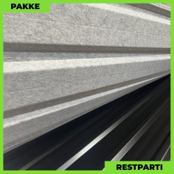 Trapezplade MTP 20/100 m/ dug - Restparti - 25 stk. af 5750 mm - 0,5 mm - Sort - 154,5 m