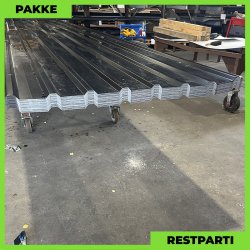 Trapezplade MTP 20/100 m/ dug - Restparti - 25 stk. af 5750 mm - 0,5 mm - Sort - 154,5 m