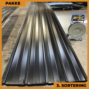 Pandeplade MTP 20/220 m/ dug - 3. sortering - 12 stk. af 6550 mm - Sort - 84,8 m²