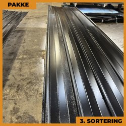 Pandeplade MTP 20/220 m/ dug - 3. sortering - 12 stk. af 6550 mm - Sort - 84,8 m