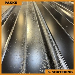 Pandeplade MTP 20/220 m/ dug - 3. sortering - 12 stk. af 6550 mm - Sort - 84,8 m