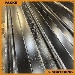 Pandeplade MTP 20/220 m/ dug - 3. sortering - 12 stk. af 6550 mm - Sort - 84,8 m