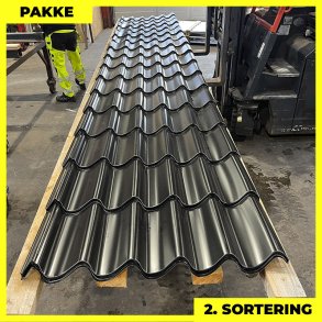 Teglstensprofil Elegant m/ dug - 2. sortering - 4 stk. af 4000-6400 mm - Sort - 20,8 m²