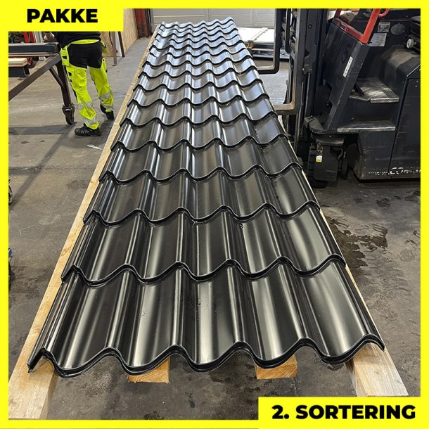 Teglstensprofil Elegant m/ dug - 2. sortering - 4 stk. af 4000-6400 mm - Sort - 20,8 m