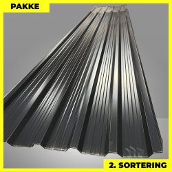 Trapez MTP 35 m/ dug - 2. sortering - 7 stk. af 4900-6250 mm - Sort - 42,4 m