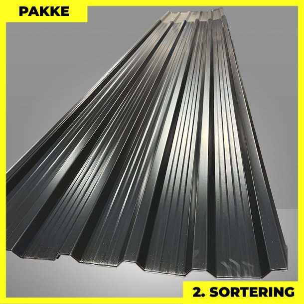 Trapez MTP 35 m/ dug - 2. sortering - 7 stk. af 4900-6250 mm - Sort - 42,4 m