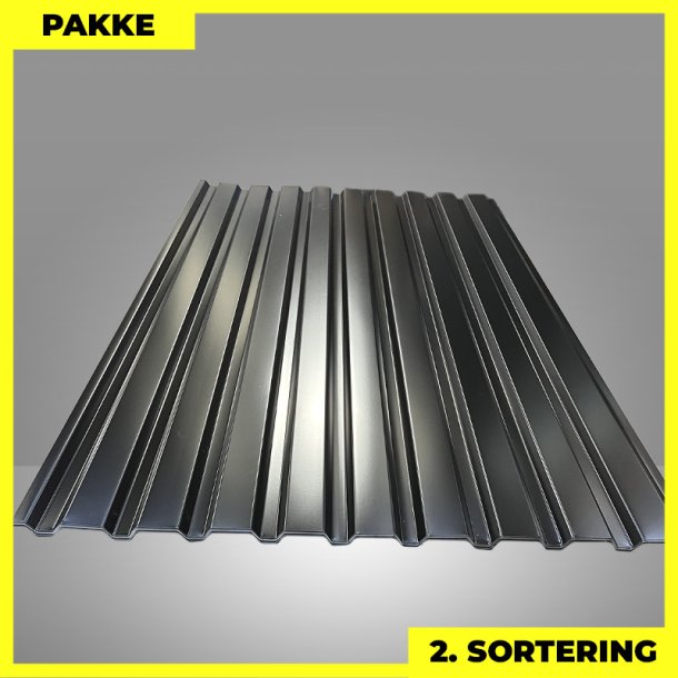 Trapezplade MVP 21 - Vg - 2. sortering - 8 stk. af 2000 mm - Sort - 16,5 m