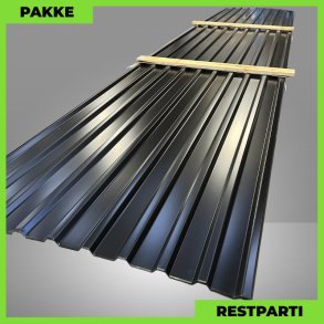 Trapezplade MTP 21 - Restparti - 8 stk. af 5500 mm - 0,5 mm - Sort - 45,5 m²