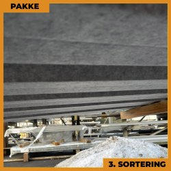 Trapezplade MTP 35 m/ dug - 3. sortering - 11 stk. af 7630 mm - Lysegr� - 83,9 m&sup2;