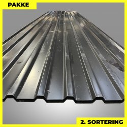 Trapezplade MTP 21 - 2. sortering - 5 stk. af 5000 mm - Sort - 25,8 m