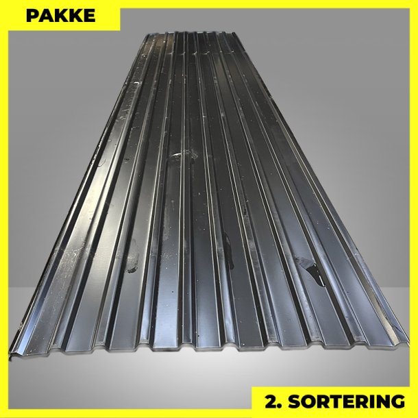 Trapezplade MTP 21 - 2. sortering - 5 stk. af 5000 mm - Sort - 25,8 m