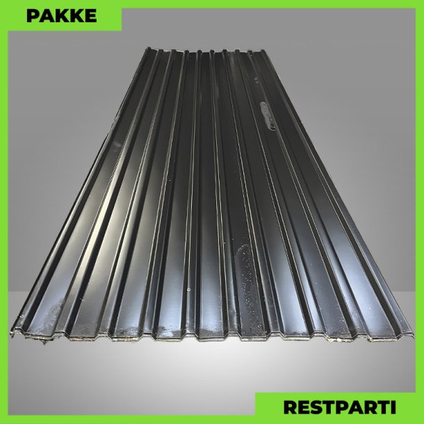 Trapezplade MTP 21 m/ dug - Restparti - 6 stk. af 3500 mm - 0,5 mm - Sort - 21,7 m